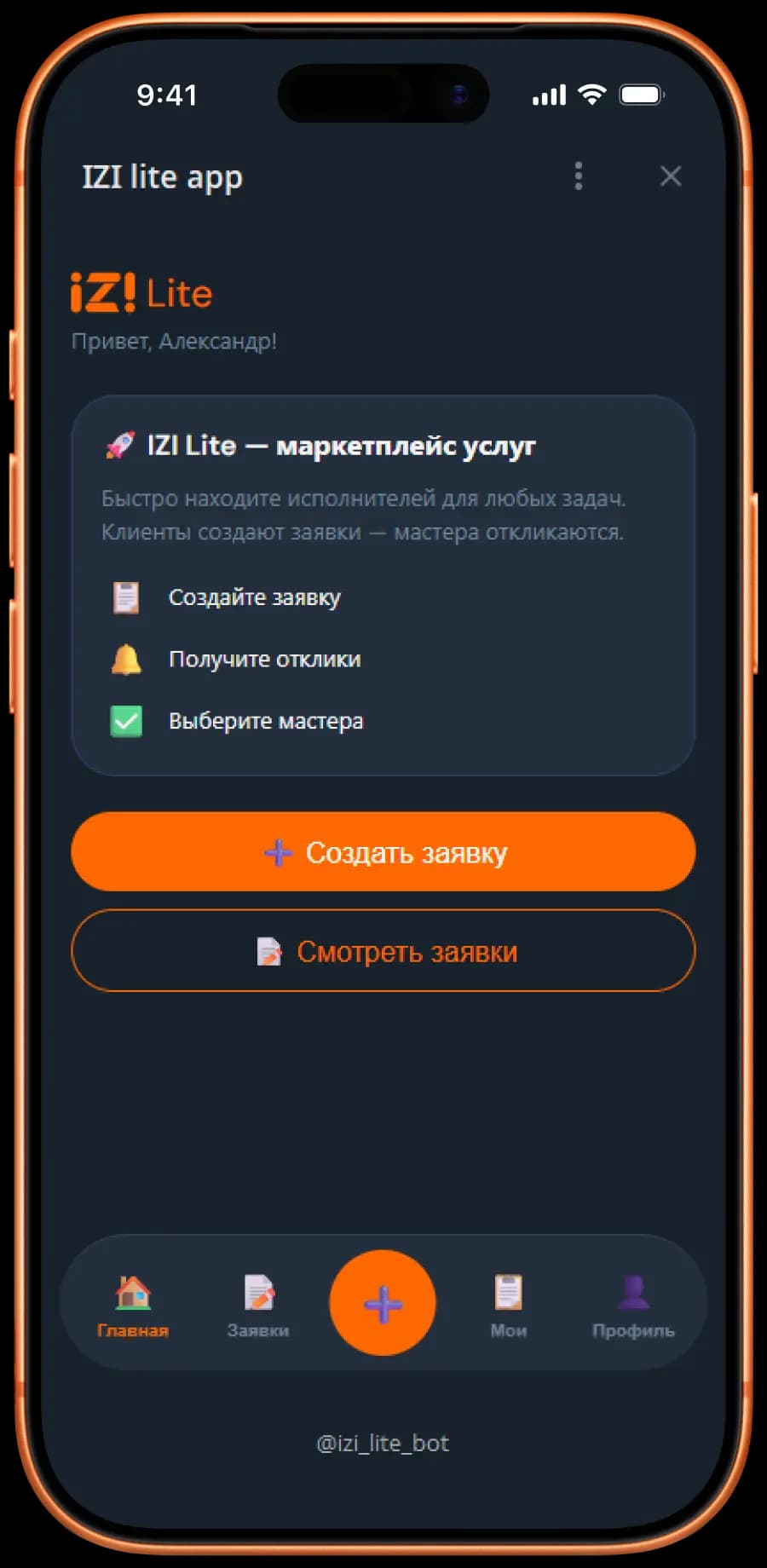 Приложение IZI для заказа мастеров